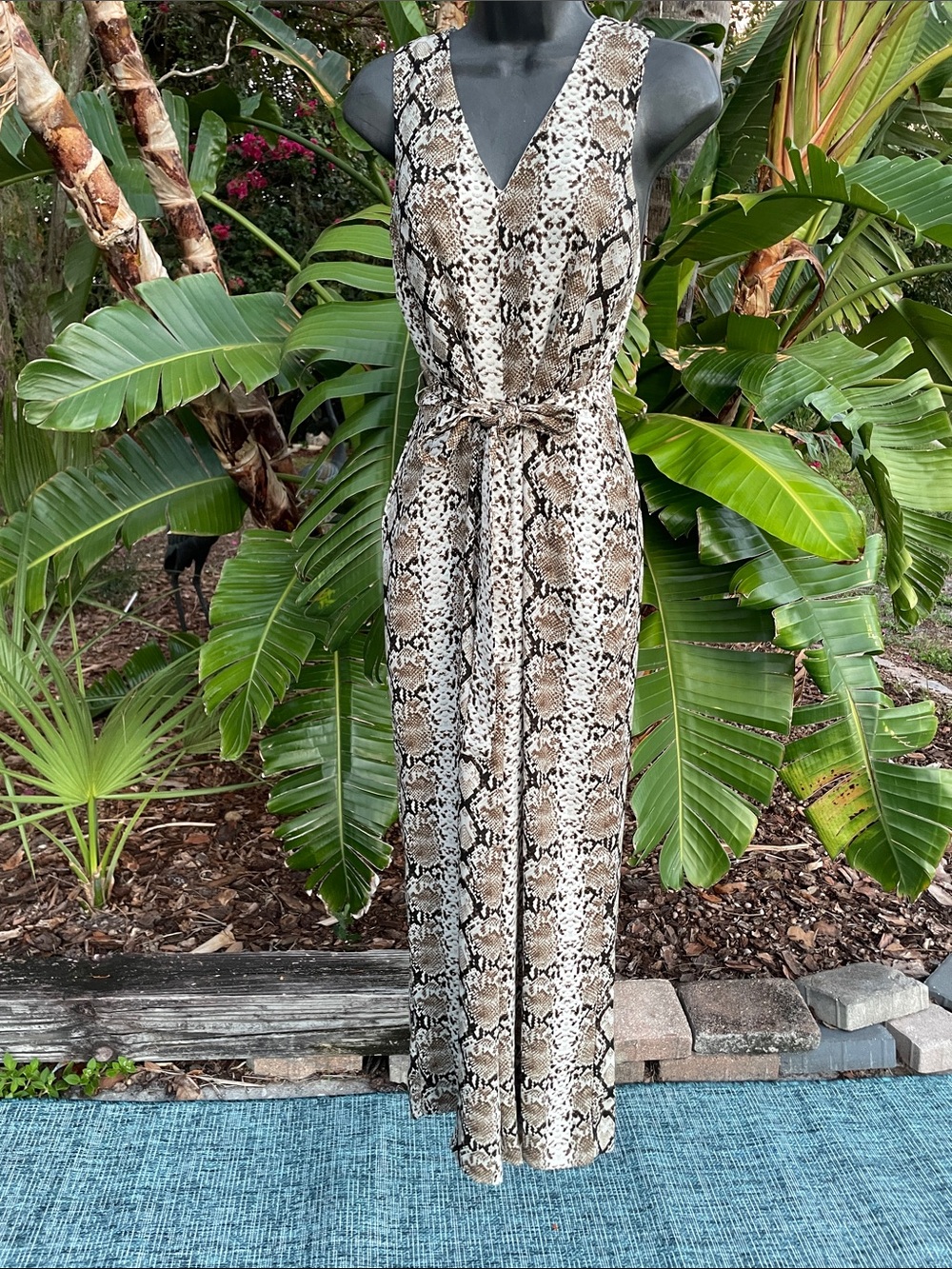 snake print wide leg jumpsuit by banana republic